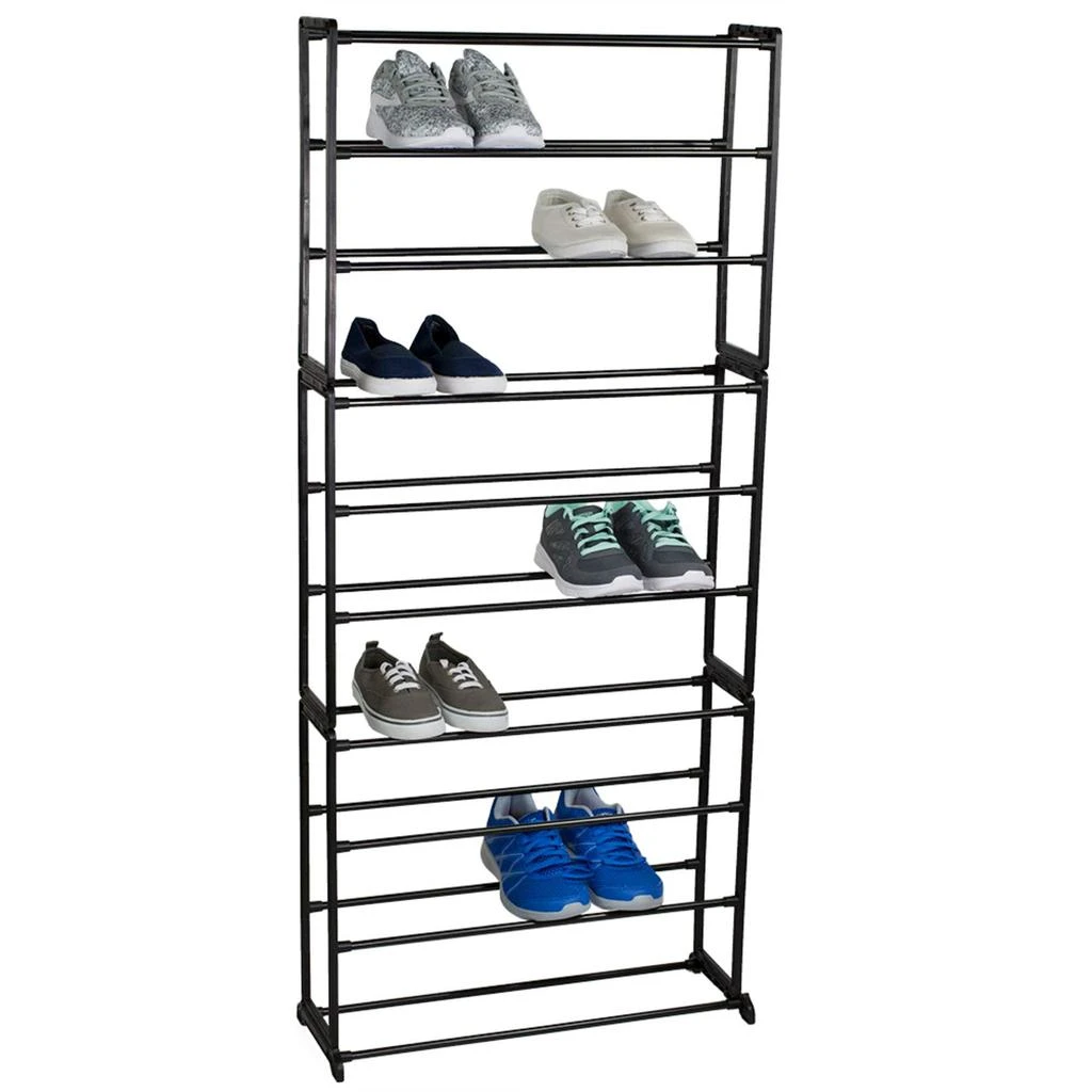 商品Home Basics|Home Basics Easy Assemble Space-Saving  30 Pair Shoe Tower Multi-Purpose Storage Rack,  Black,价格¥170,第4张图片详细描述