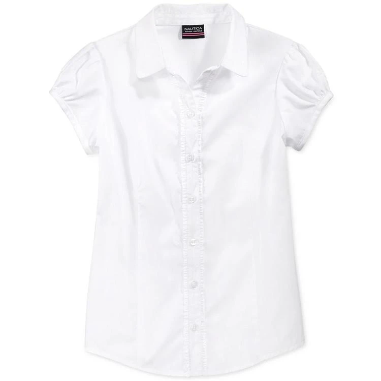 商品Nautica|School Uniform Ruffled Button-Front Top, Big Girls,价格¥108,第1张图片