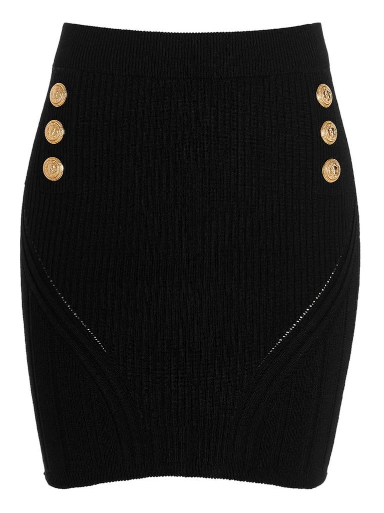 商品Balmain|Gold button ribbed skirt,价格¥4981,第1张图片