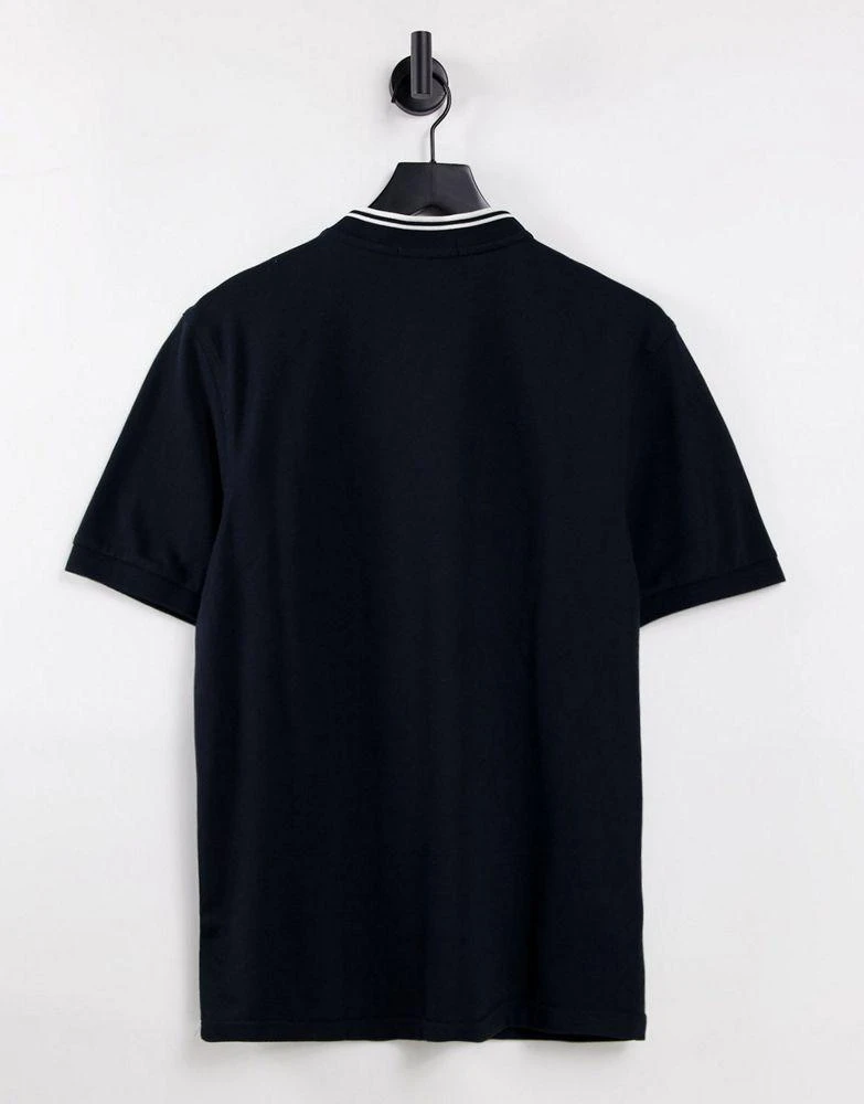 商品Fred Perry|Fred Perry bomber collar pique polo shirt in black,价格¥370,第4张图片详细描述