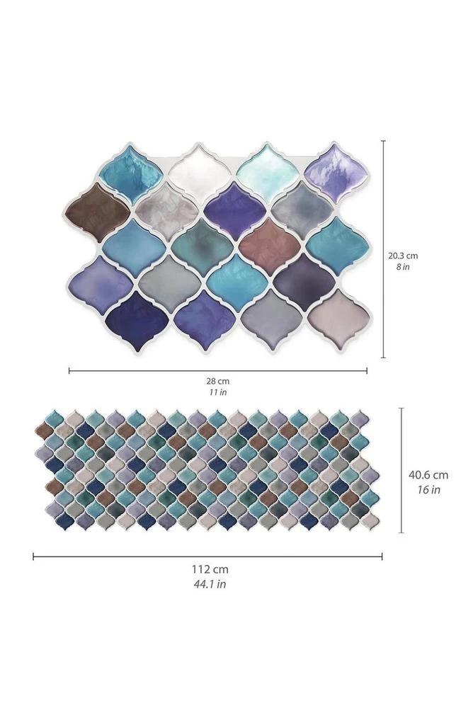 商品WALPLUS|Arabe Green/Blue 3D Tile Wall Sticker - Pack of 3,价格¥765,第4张图片详细描述