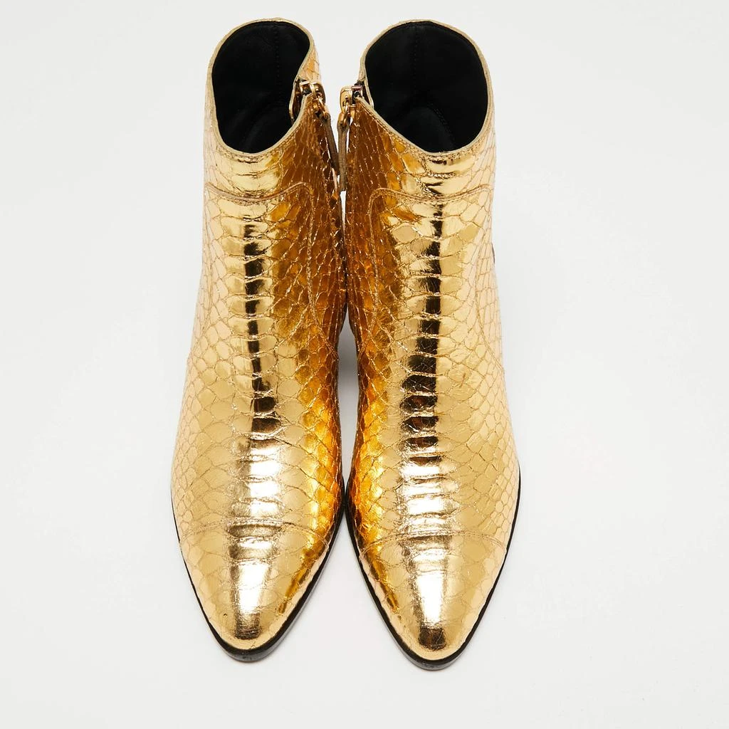 商品Giuseppe Zanotti|Giuseppe Zanotti Gold Python Embossed Leather Ankle Boots Size 37,价格¥3405,第3张图片详细描述