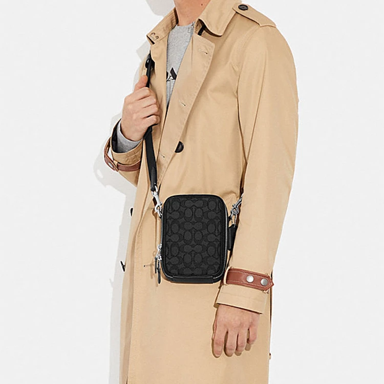 商品[国内直发] Coach|蔻驰 Stanton 系列 经典标志 织物配牛皮革 单肩斜挎包 男款 黑色,价格¥1215,第8张图片详细描述