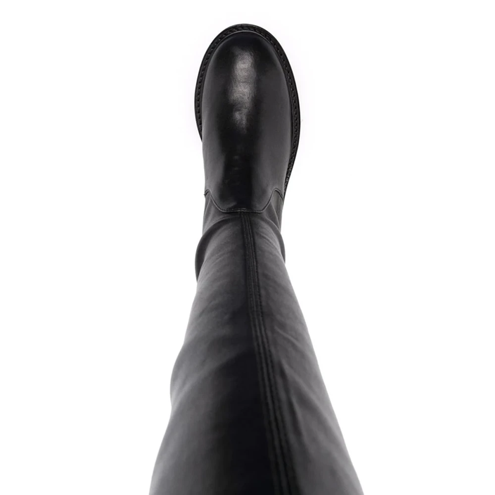 STUART WEITZMAN 女士黑色小羊皮系带过膝靴  LOWLAND-ULTRALNAPPA-BLACK 商品