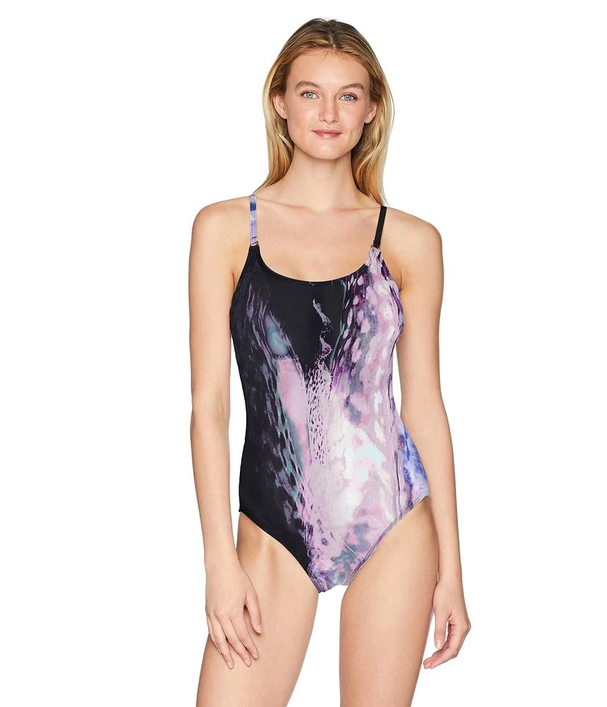 商品Calvin Klein|Women's Printed Logo Ring Lingerie One Piece Swimsuit Tummy Control,价格¥616,第1张图片