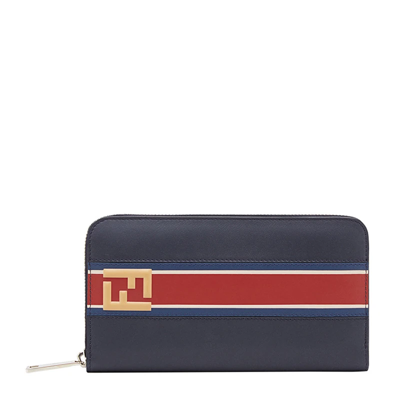 商品Fendi|Fendi 芬迪 男士深蓝色配红色印花小牛皮钱包 7M0210-A1R2-F0R5Y,价格¥3308,第1张图片