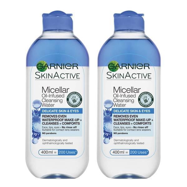 商品Garnier|Garnier Micellar Water Facial Cleanser Delicate Skin and Eyes 400ml Duo Pack,价格¥97,第1张图片