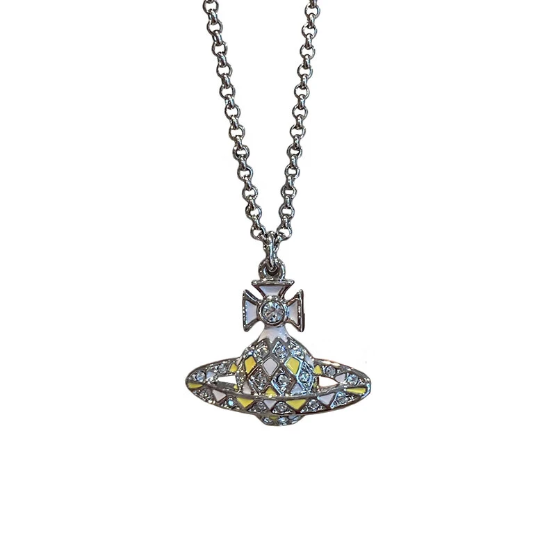 商品Vivienne Westwood|VIVIENNE WESTWOOD/西太后 女士银色/白色/黄色徽标项链,价格¥763,第1张图片