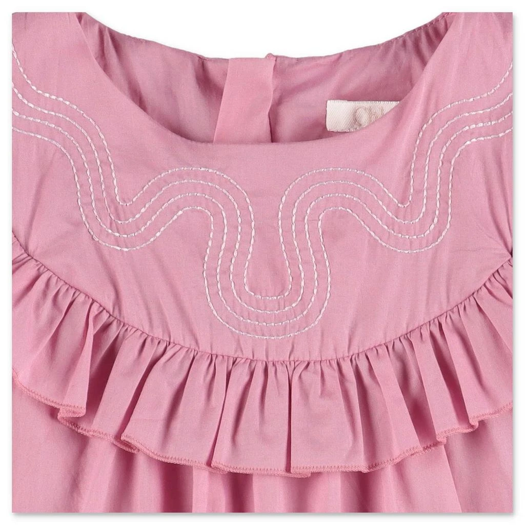 商品Chloé|Chloé Kids Ruffled Short Sleeved Crewneck Dress,价格¥1069,第3张图片详细描述