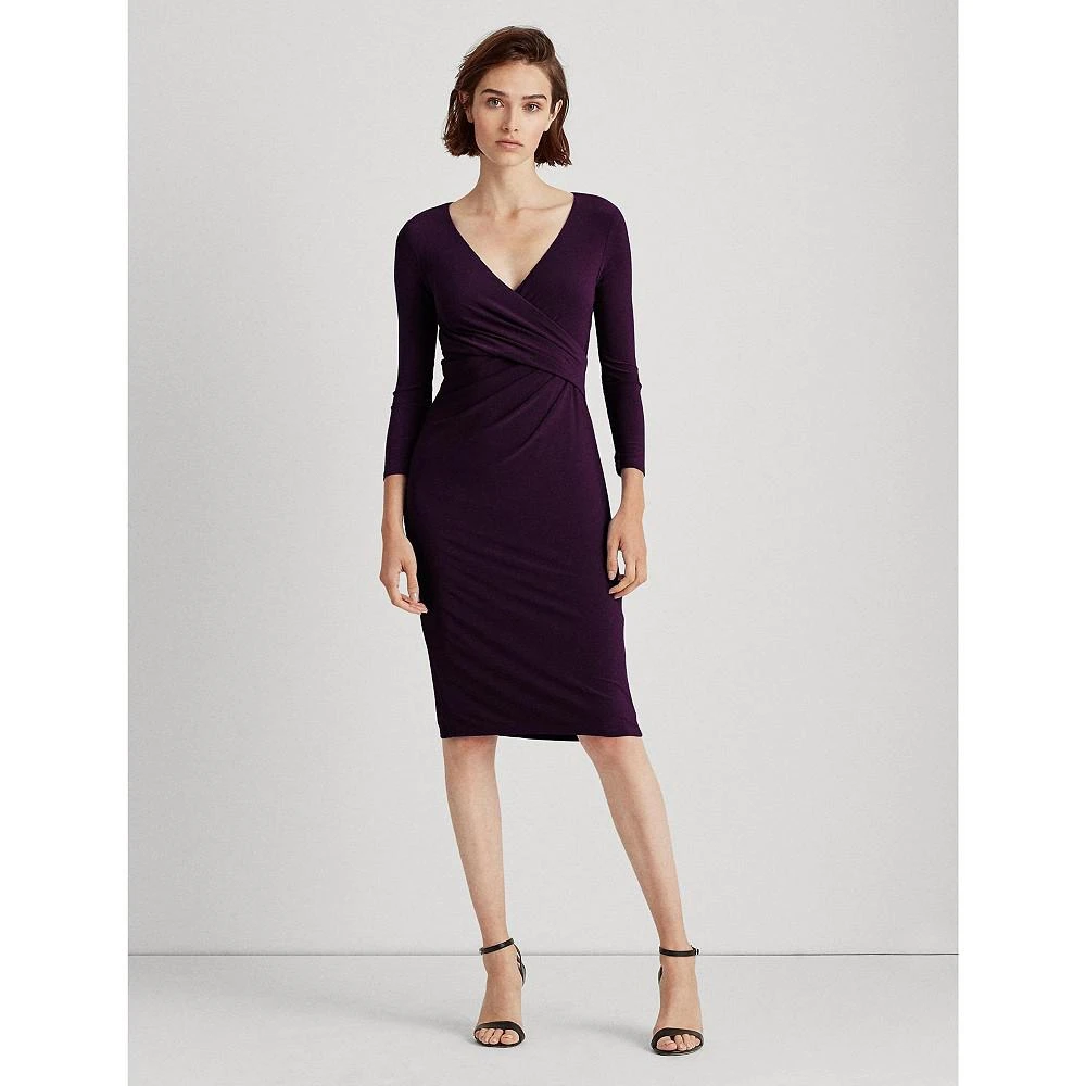 Lauren Ralph Lauren 3/4-Sleeve Ruched Jersey Dress 1
