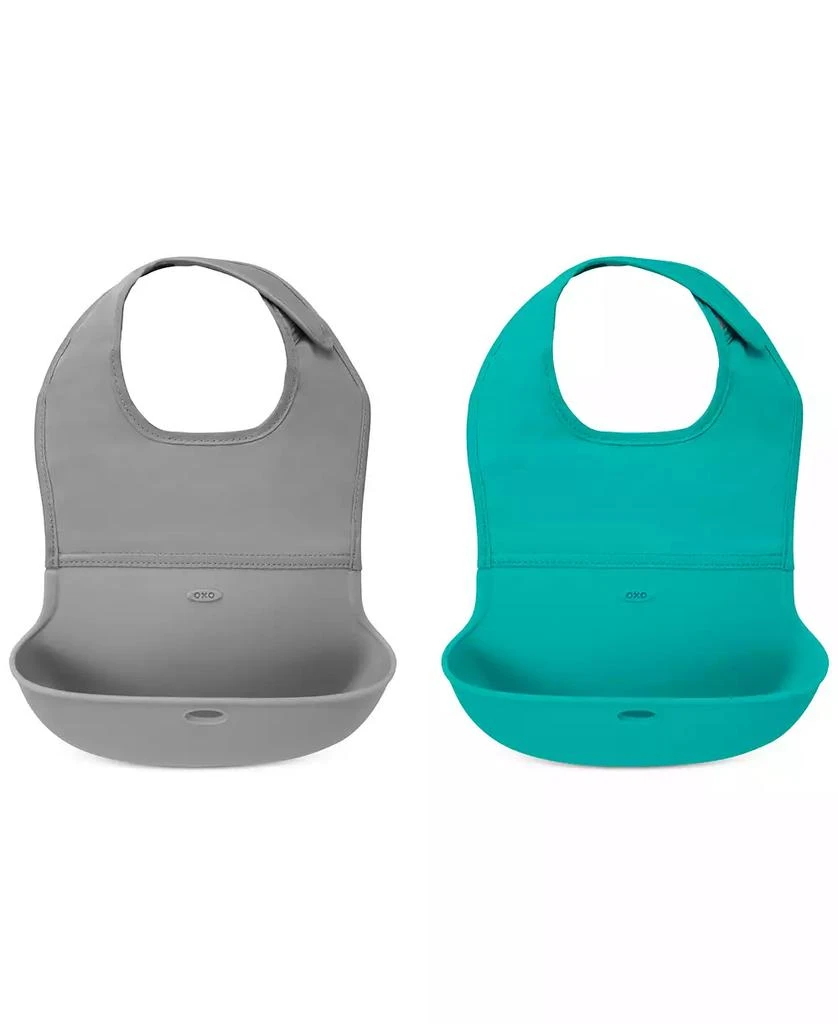 商品OXO|Tot 2-Pack Roll Up Bib in Grey/Teal,价格¥158,第1张图片