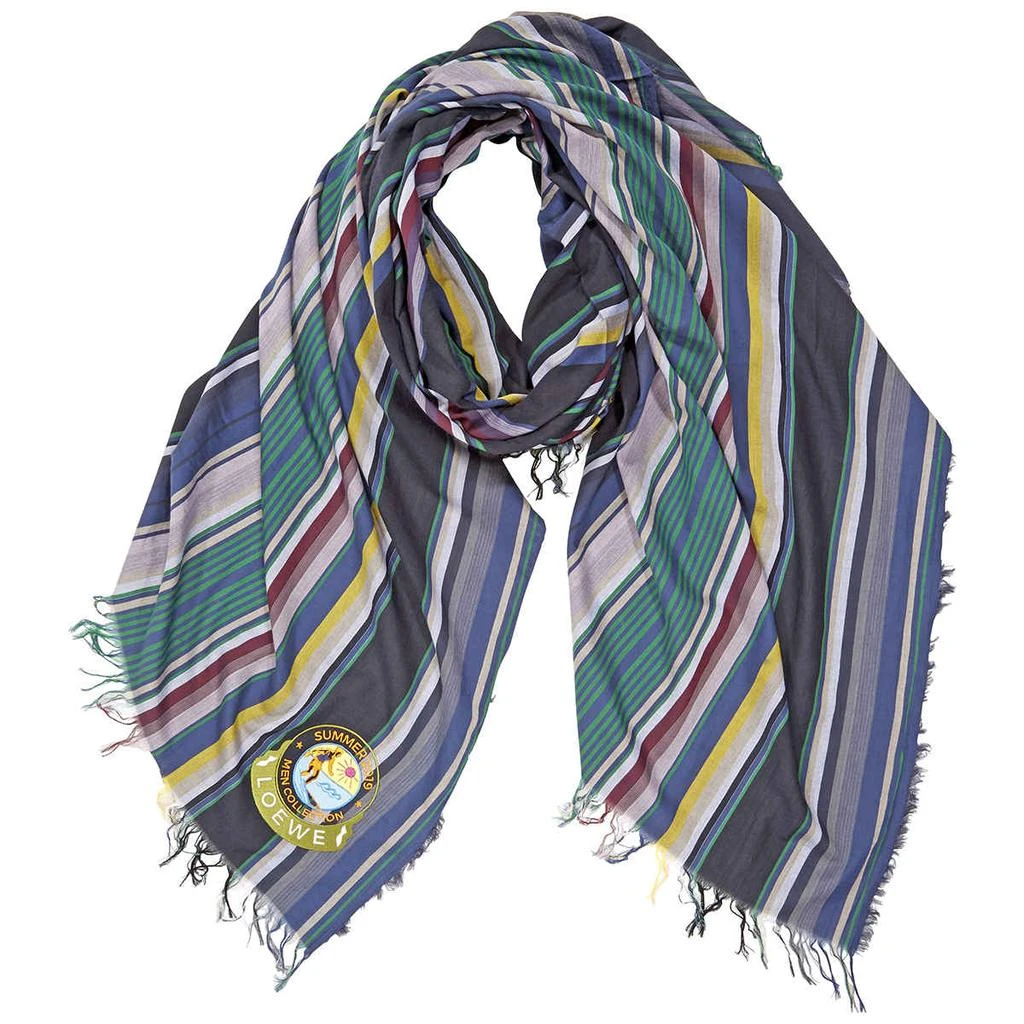 商品Loewe|Loewe Cotton-Striped Scarf in Green/Brown,价格¥789,第1张图片