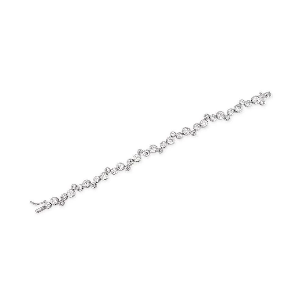 商品Genevive|Cubic Zirconia Sterling Silver White Gold Plated Round Bezel Set Bracelet,价格¥1340,第3张图片详细描述