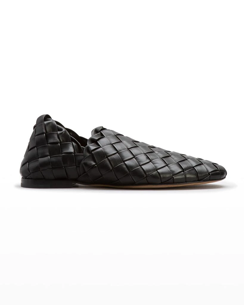 商品Bottega Veneta|Men's Woven Leather Slippers, Black,价格¥19160,第1张图片