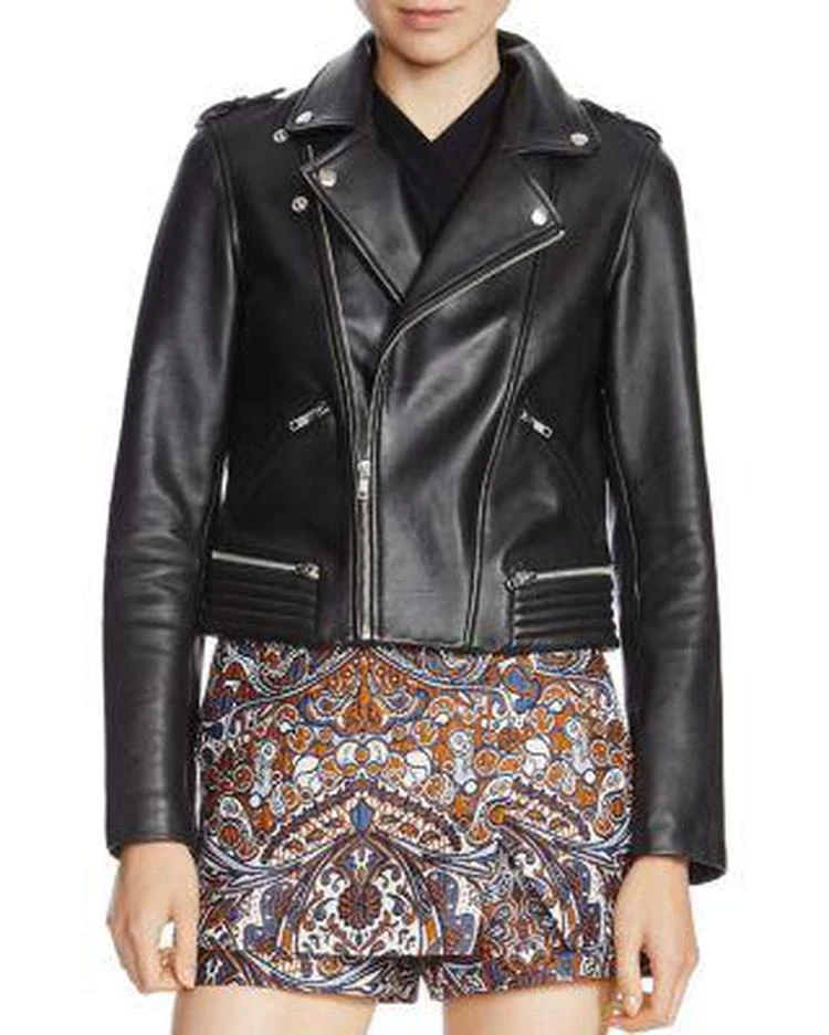 商品Maje|Basalt Leather Biker Jacket,价格¥4405,第1张图片