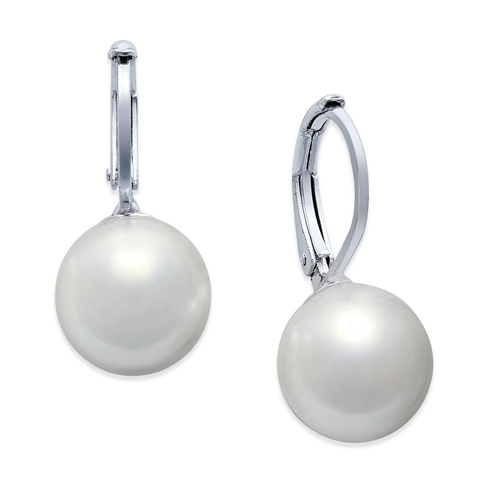 Silver-Tone Imitation Pearl Drop Earrings商品第1张图片规格展示