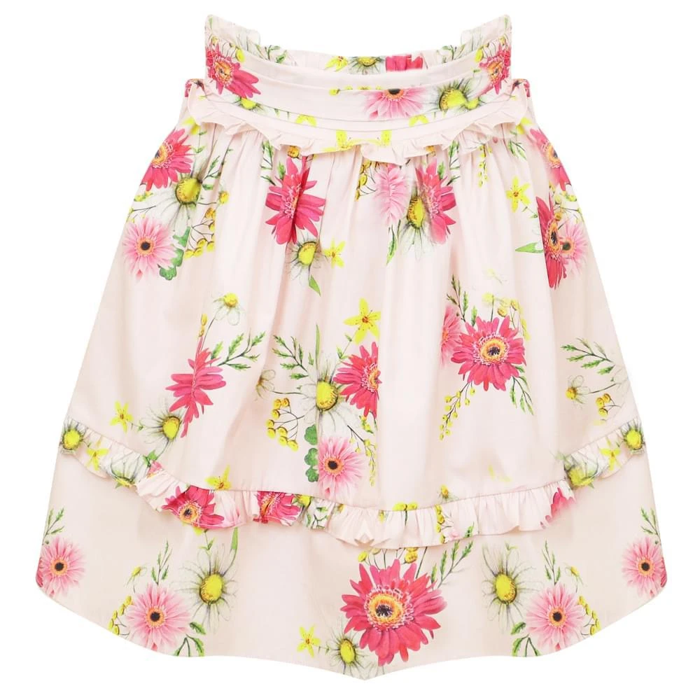 商品Patachou|Pink Floral Pattern Ruffle Trim Skirt,价格¥170,第1张图片