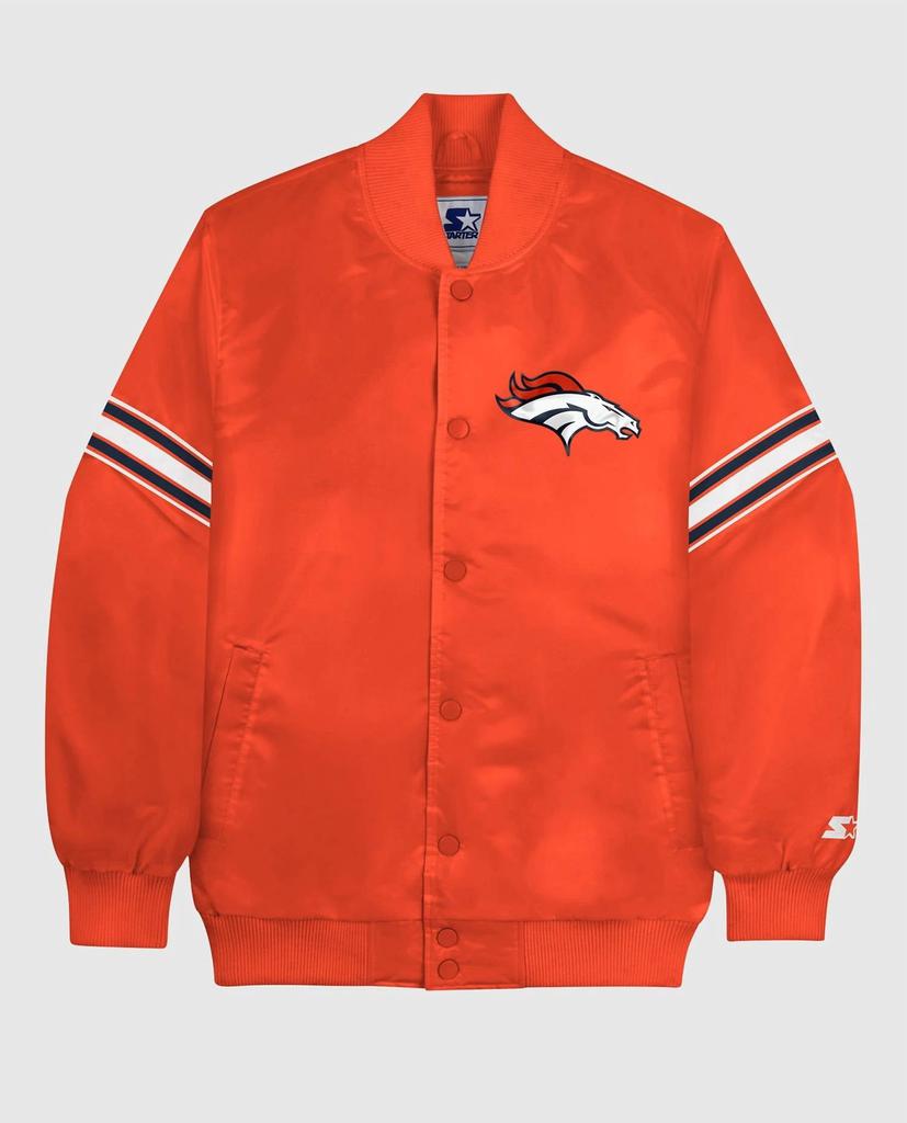 Giacca da uomo Denver Broncos in raso con chiusura a bottoni automatici, colore arancione. image 2