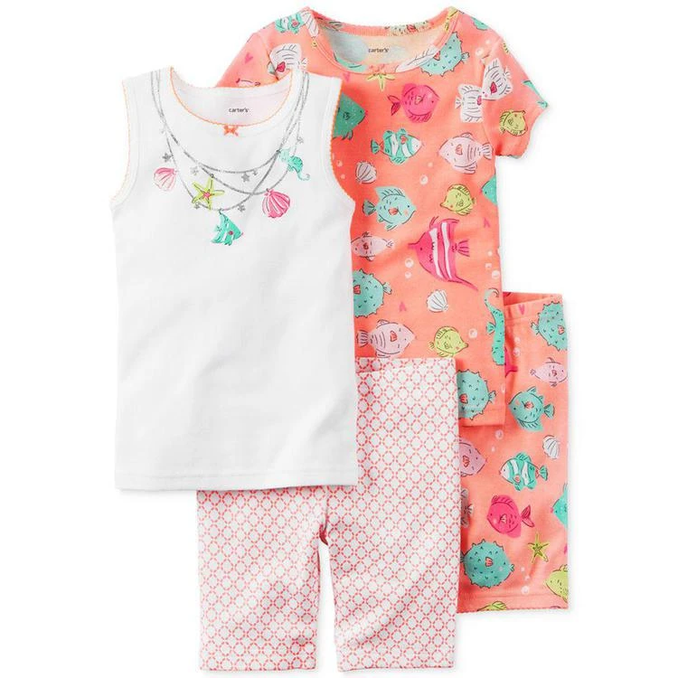 商品Carter's|幼儿4-Pc. Fish Cotton Pajama Set, Toddler Girls (2T-5T),价格¥72,第2张图片详细描述