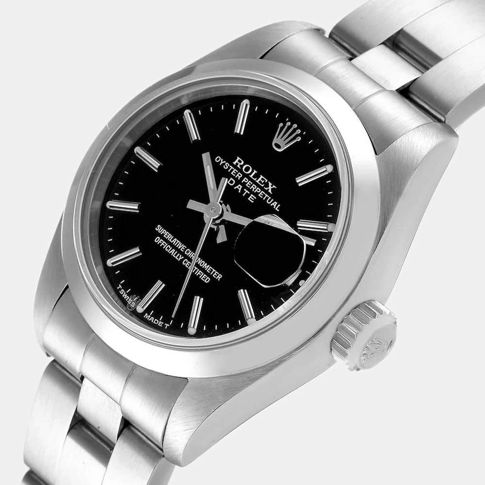 商品[二手商品] Rolex|Rolex Black Stainless Steel Oyster Perpetual Date 69160 Women's Wristwatch 26 mm,价格¥32330,第2张图片详细描述