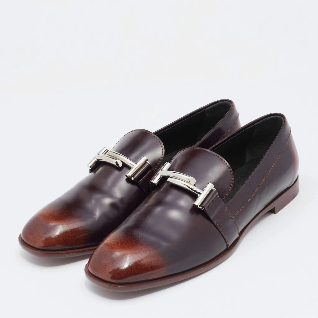 商品[二手商品] Tod's|Tod's Two Tone Leather Double T Slip On Loafers Size 40,价格¥1380,第2张图片详细描述
