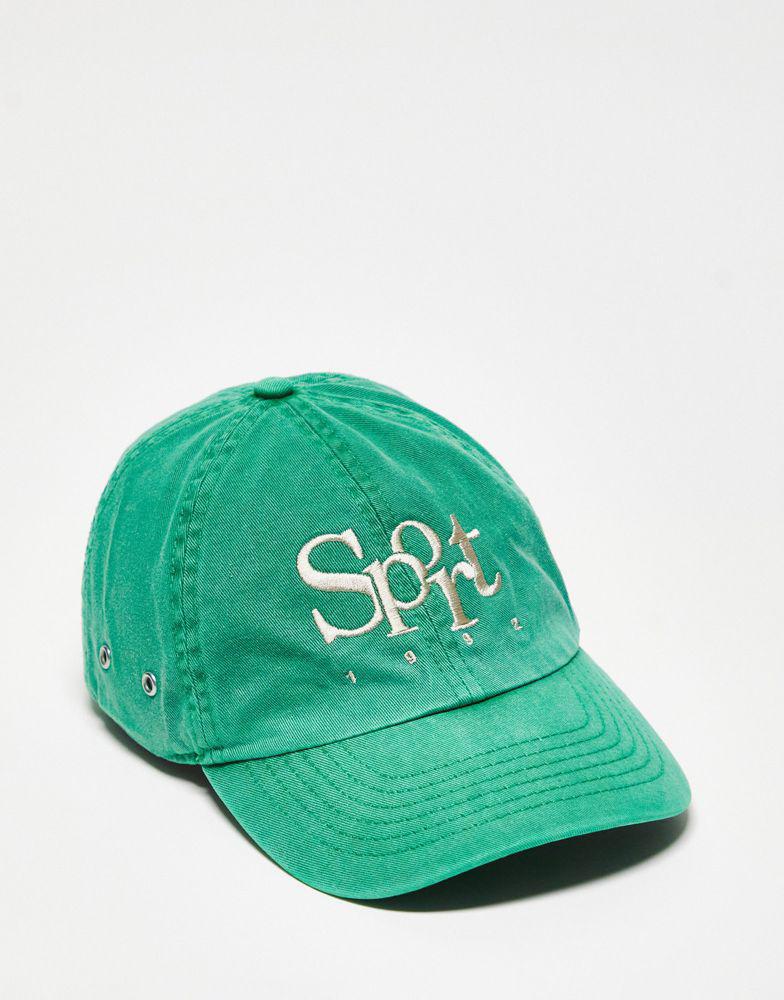 Topshop graphic city cap in green商品第1张图片规格展示