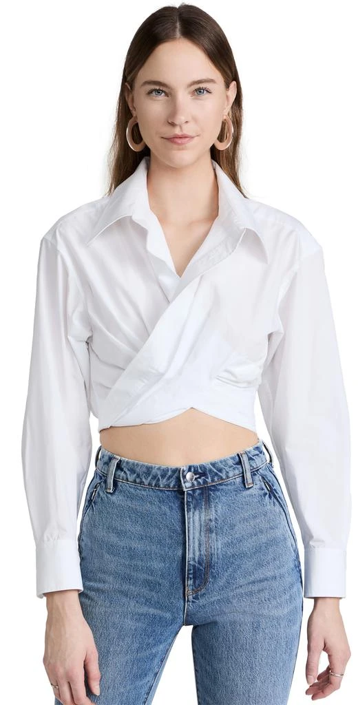 商品Alexander Wang|alexanderwang.t 前交叠短款衬衣,价格¥967,第1张图片