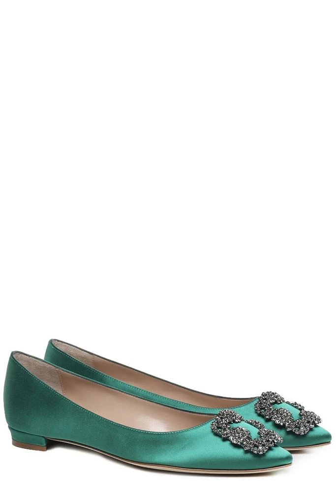 商品Manolo Blahnik|Manolo Blahnik Hangisi Embellished Buckle Flats,价格¥6182,第3张图片详细描述