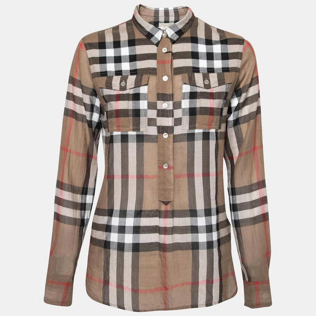 商品[二手商品] Burberry|Burberry Brit Brown Checked Cotton Pocketed Blouse S,价格¥1076,第1张图片