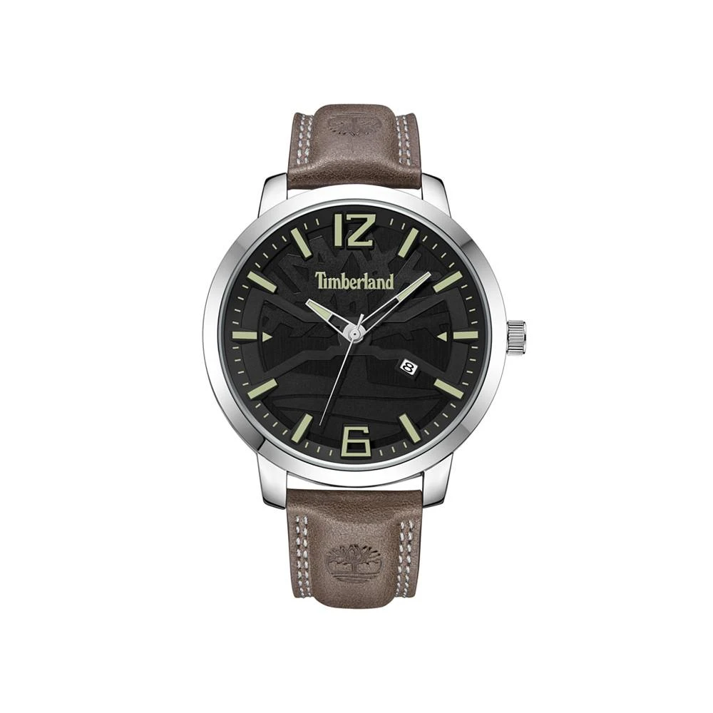 商品Timberland|Men's Clarksville Dark Brown Leather Strap Watch 48mm,价格¥667,第1张图片