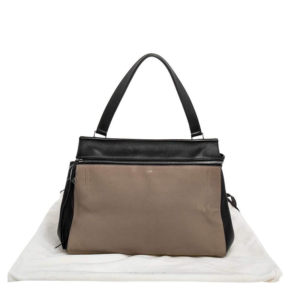 Celine Black/Beige Leather Large Edge Top Handle Bag商品第10张图片规格展示