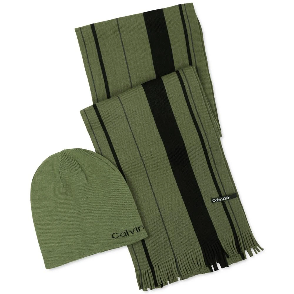 商品Calvin Klein|Men's Reversible Beanie & Striped Scarf Set,价格¥397,第1张图片