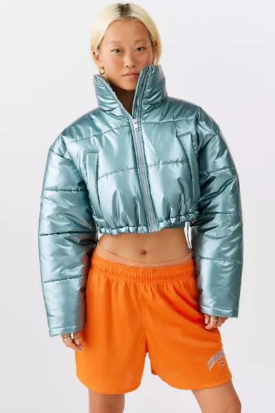 UO Taryn Metallic Cropped Puffer Jacket商品第6张图片规格展示