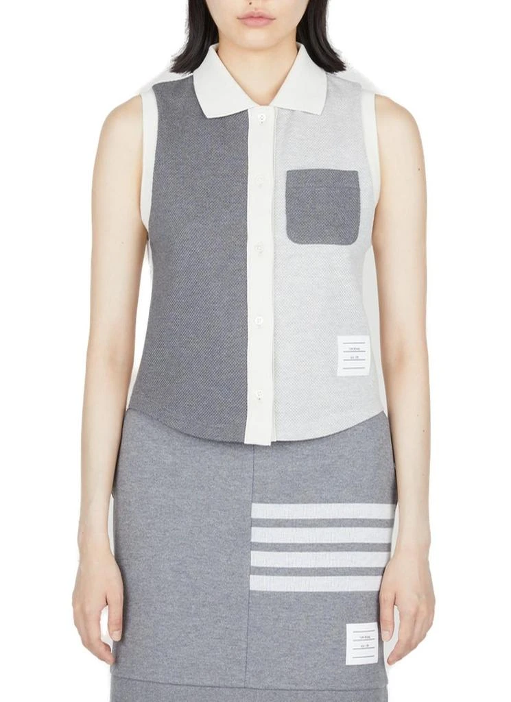 商品Thom Browne|Thom Browne Funmix Patchwork Buttoned Sleeveless Polo,价格¥2885,第1张图片