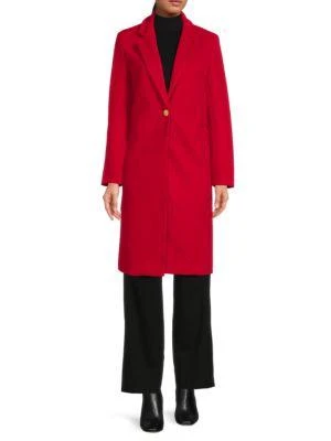 商品Tahari|Notch Collar Long Coat,价格¥397,第1张图片