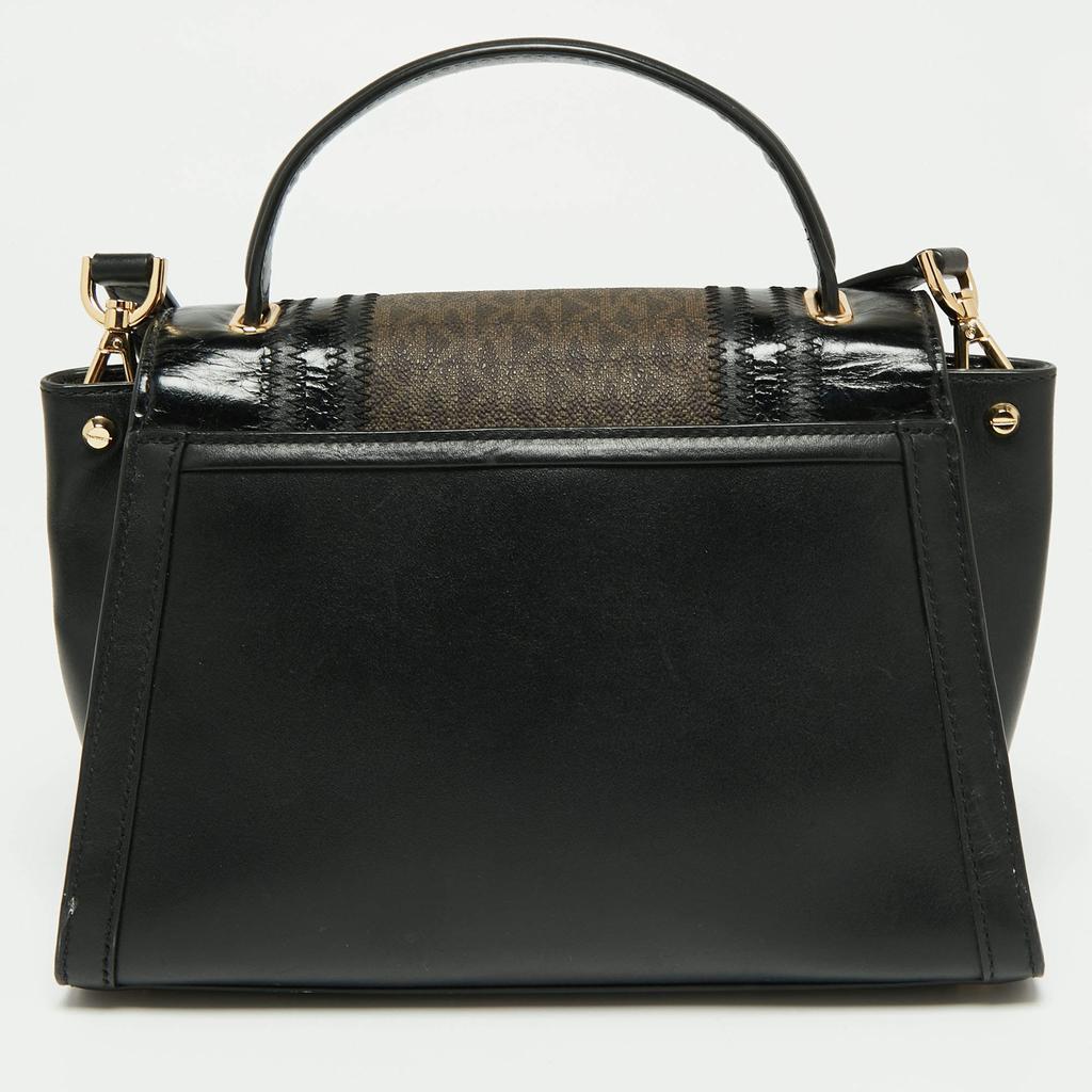 商品[二手商品] Michael Kors|Michael Kors Brown/Black Signature Coated Canvas and Leather Whitney Top Handle Bag,价格¥1657,第6张图片详细描述