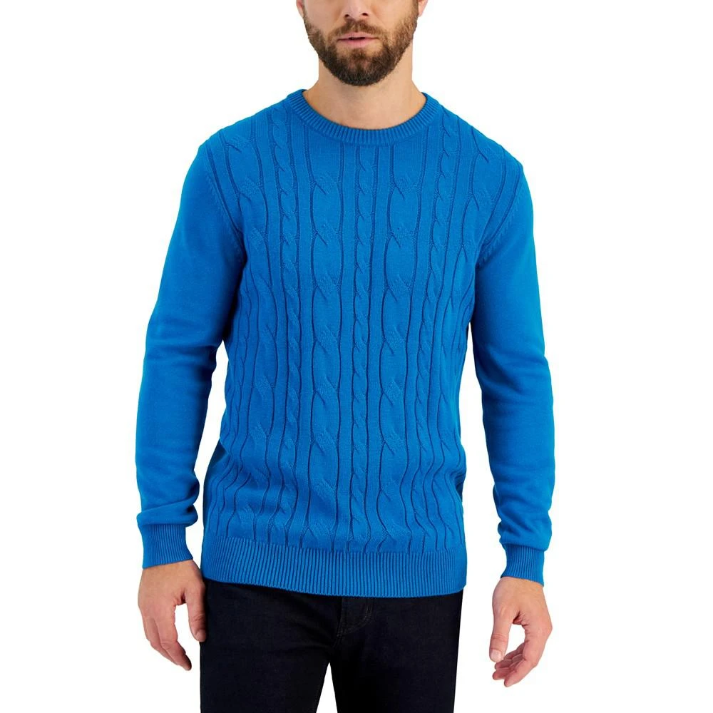 商品Club Room|Men's Elevated Mixed Cable Long Sleeve Crewneck Sweater, Created for Macy's,价格¥222,第1张图片