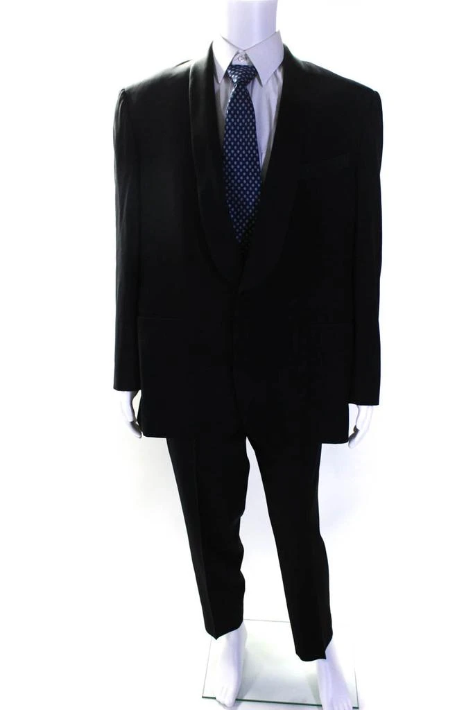 商品[二手商品] Trussini|Mens Single Button Satin Trim Pleated Tuxedo Suit Black Wool,价格¥595,第1张图片