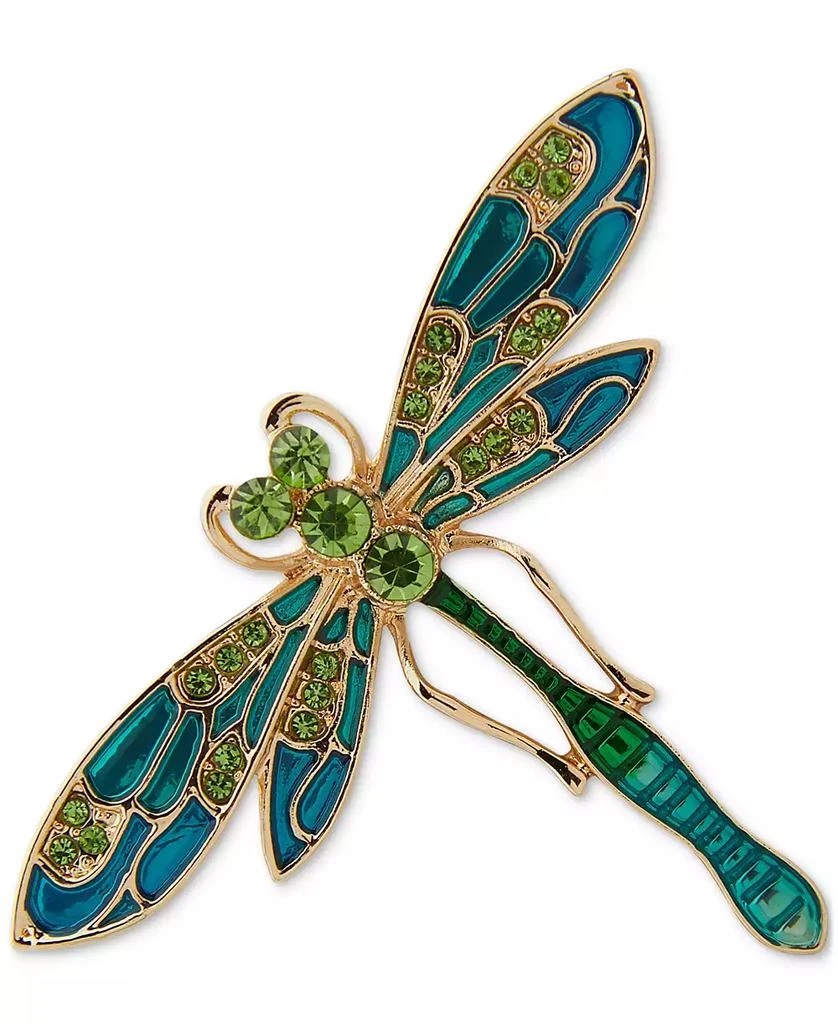 商品Anne Klein|Gold-Tone Blue Green Multi Dragonfly Pin,价格¥147,第1张图片