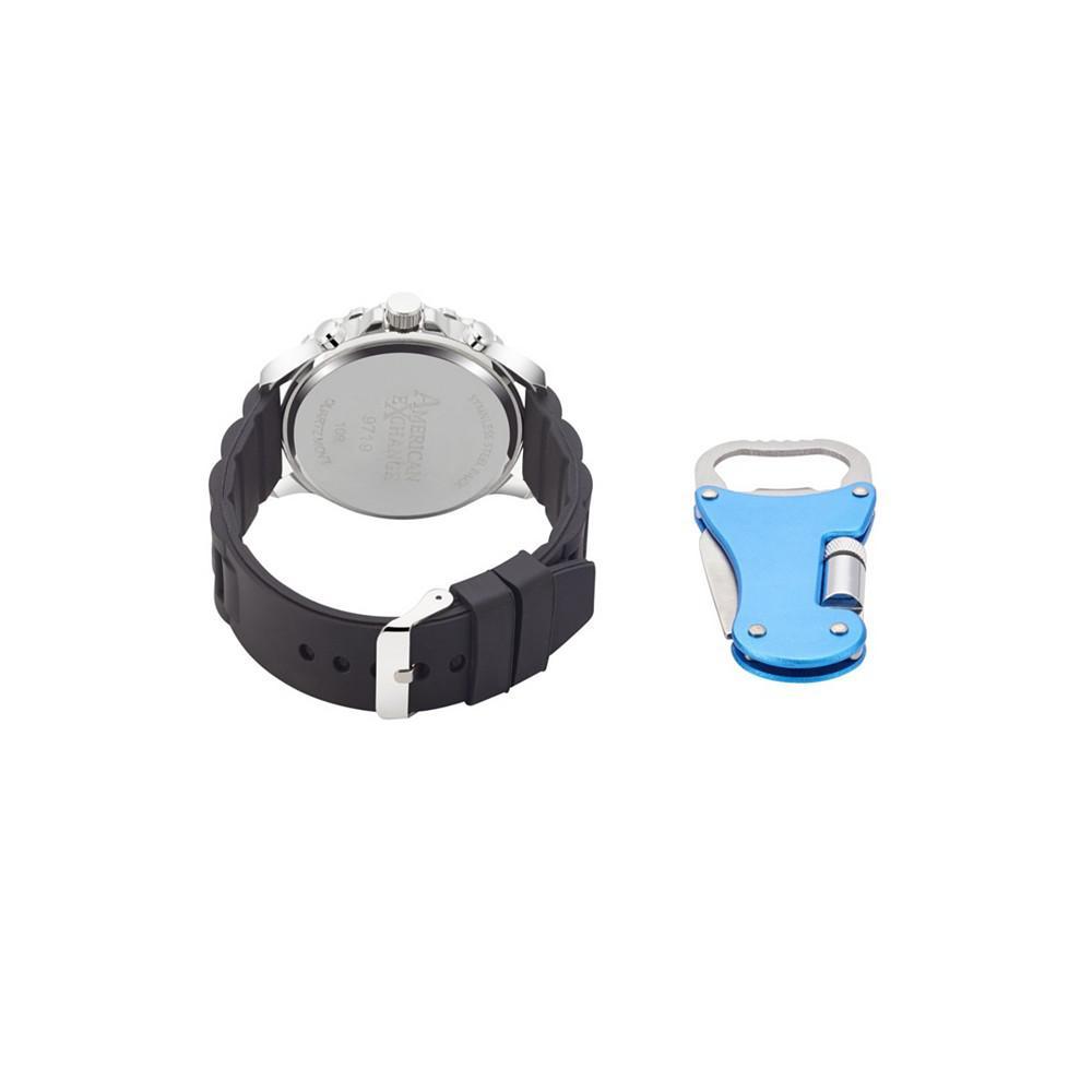 商品American Exchange|Men's Quartz Movement Black Silicone Strap Analog Watch, 50mm and Multi-Purpose Tool with Zippered Travel Pouch,价格¥295,第5张图片详细描述