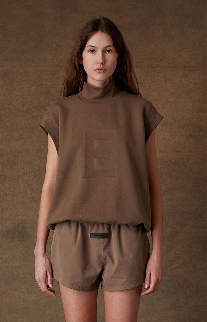 Women's Wood Mock Neck Sleeveless Sweatshirt商品第2张图片规格展示