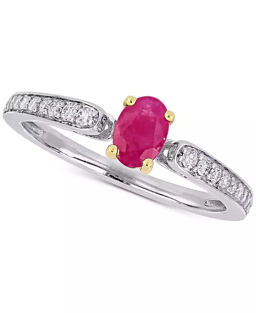 商品Macy's|Ruby (5/8 ct. t.w.) & Diamond (1/6 ct. t.w.) Ring in 10k Gold & White Gold,价格¥4450,第1张图片