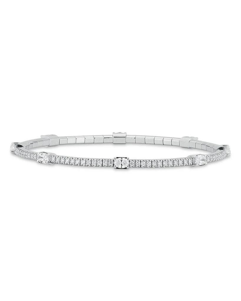 商品EXTENSIBLE|18K White Gold Oval Diamond Station Stretch Tennis Bracelet,价格¥74661,第1张图片详细描述