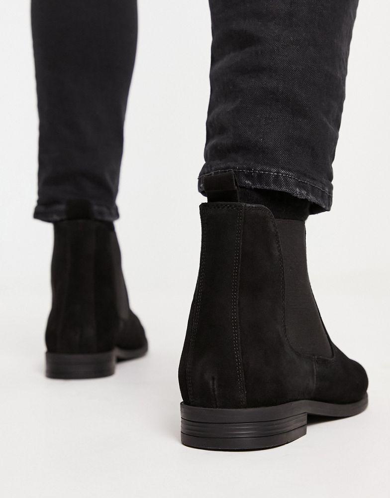 ASOS DESIGN chelsea boots in black suede with black sole商品第3张图片规格展示