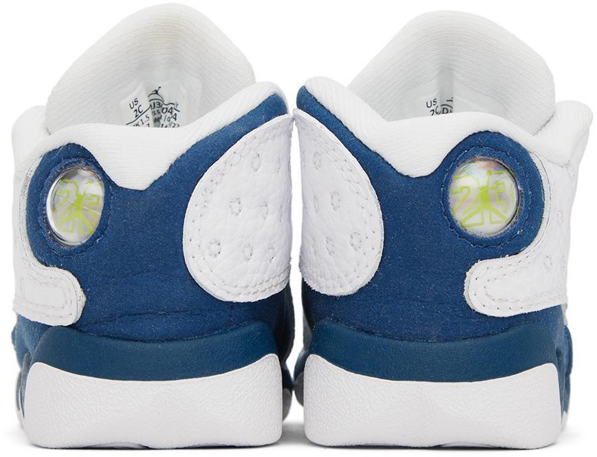 商品Jordan|Baby White & Navy Air Jordan 13 Retro Sneakers,价格¥615,第4张图片详细描述