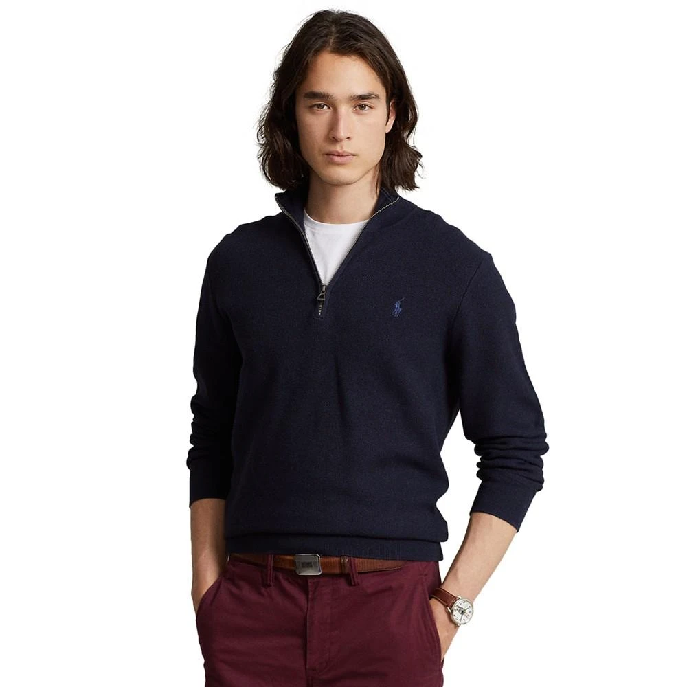 商品Ralph Lauren|Men's Mesh-Knit Cotton Quarter-Zip Sweater,价格¥419,第1张图片