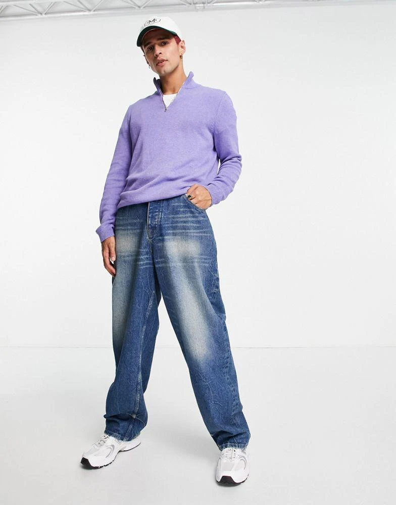 商品ASOS|ASOS DESIGN midweight half zip cotton jumper in lilac,价格¥159,第4张图片详细描述