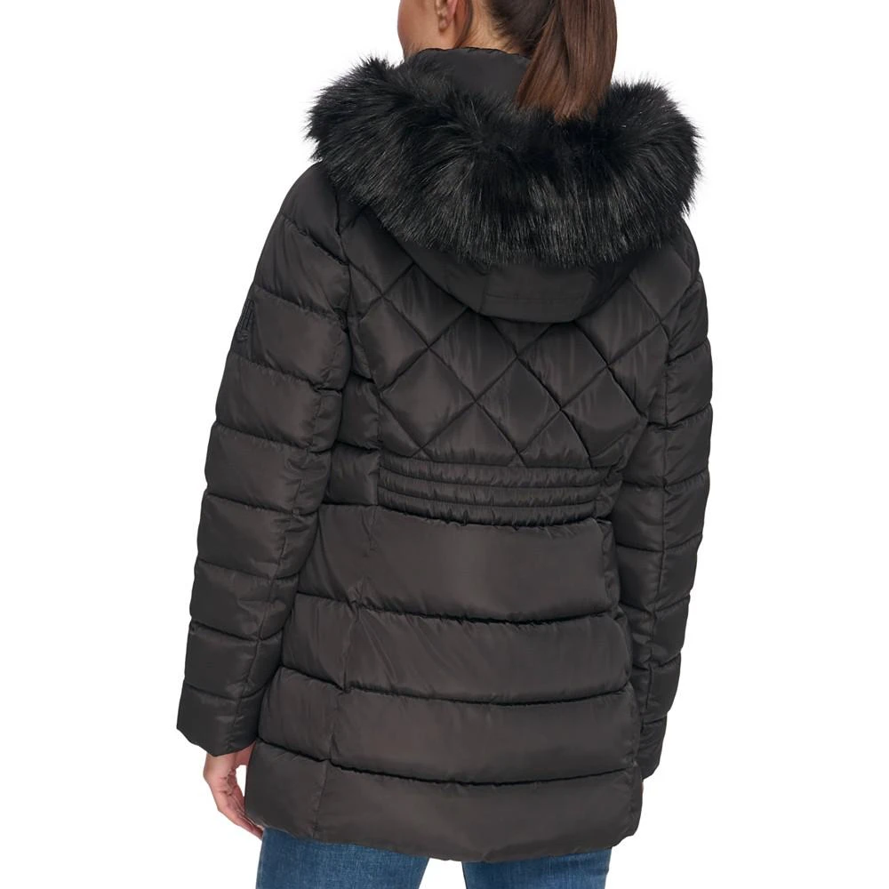 Women's Petite Bibbed Faux-Fur-Trim Hooded Puffer Coat, Created for Macy's 商品