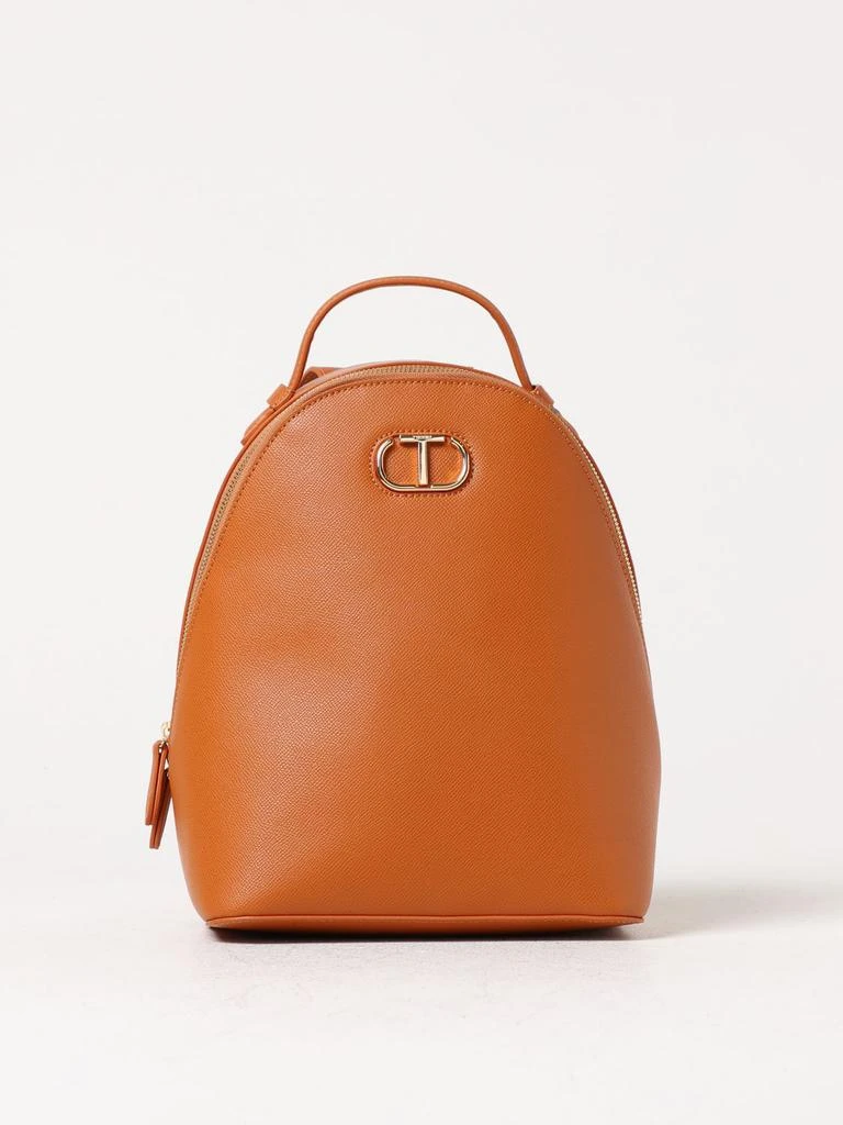商品TWINSET|Twinset backpack in grained synthetic leather with logo,价格¥1037,第1张图片