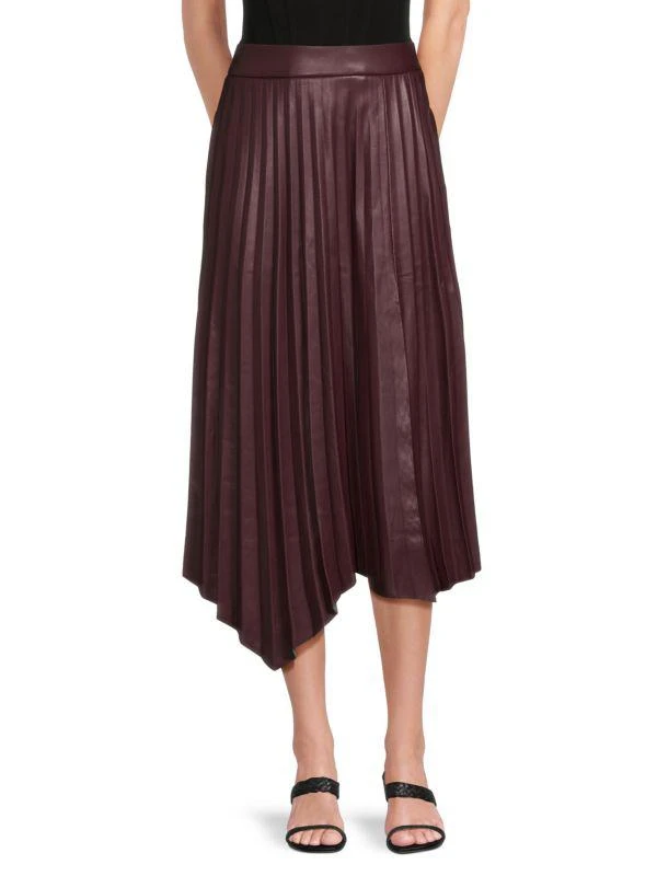 商品Tahari|​Faux Leather Pleated Skirt,价格¥338,第1张图片